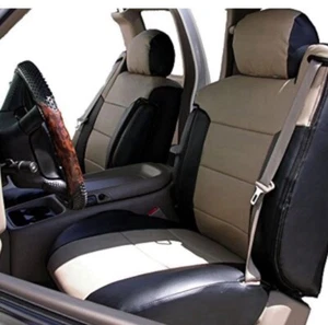 Iggee Chevy Silverado 2000-2002 Leather Seat Covers & Armrests (Black/Beige) - Bild 1 von 1