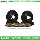(Front & Rear Kit) Black Coated Anti-Rust -4 Brake Rotors - 8 Ceramic Brake Pads