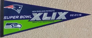 Super Bowl XLIX New England Patriots vs Seattle Seahawks Dueling Team Pennant - Picture 1 of 1