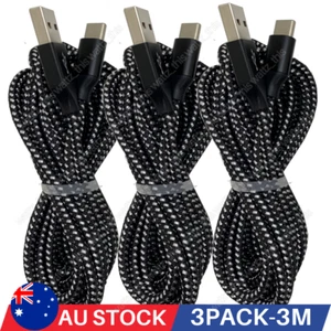 3Pack 3M USB Type C Fast Charger Cable Charging Cord For Samsung S8 S9 iPhone 15 - Picture 1 of 11