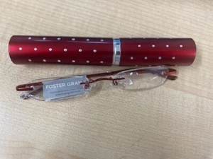 Foster Grant Reading Glasses Red Frame inc case + 2.00 - Picture 1 of 1