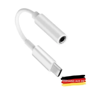 Aux 3,5mm to USB C Klinke Kopfhörer Adapter Handy Audio typ c Weiß - Bild 1 von 8