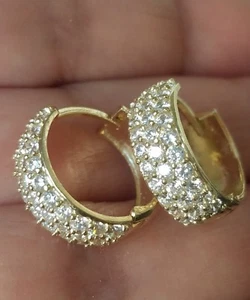 1.5 c 14k yellow gold huggies hoop earrings .60 inch long - Picture 1 of 10