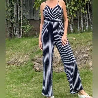 Mono Cami Active USA Blanco y Negro Cuello en V Rayas (L) Alto Foto 1 de 4