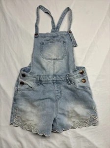 Cat And Jack Overalls Flower Embroidered Girls Large With Pockets Has Stains - Picture 1 of 8