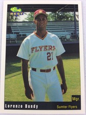 1991 Sumter Flyers-Classic BEST Minor Lg Baseball Card-Lorenzo Bundy