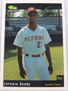 1991 Sumter Flyers-Classic BEST Minor Lg Baseball Card-Lorenzo Bundy