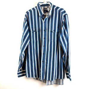 Vintage Wrangler decespugliatore uomo taglia 17 - 35 blu bianco con bottoni X-lunghe code - Foto 1 di 9