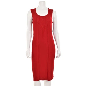 St. John Sport Red Santana Knit Scoop Neck Sleeveless Sheath Dress sz P - Picture 1 of 7