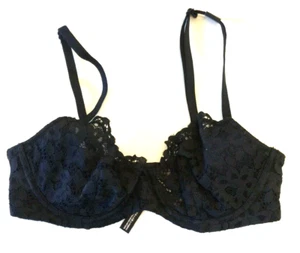 Victorias Secret Black Demi Bra Size 34C Unlined Floral Lace Underwires Soft NWT - Picture 1 of 12