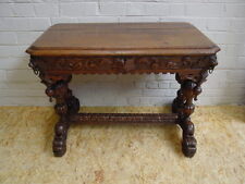 1110012 : Antique French Carved Renaissance Dolphin Hunt Writing Desk Side Table