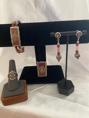 Juego de joyas Carolyn Pollack Relios Southwest plata esterlina cobre piedra lunar Foto 1 de 4