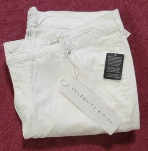 NWT Woman's Celebrity Pink White Crop Pants Stretch Jeans Size 16 - Picture 1 of 6