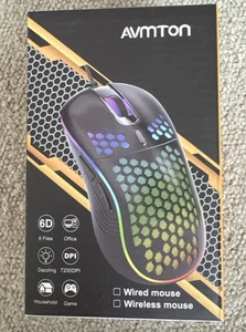 AVMTON D4 Wireless Gaming Mouse RGB Rechargeable USB Silent Click PC Laptop - Picture 1 of 3