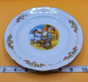 Christineholm Porcelain CHRISTMAS 8" Salad Plate Gnomes Elves - Picture 1 of 13