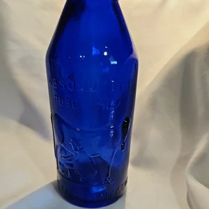 Cobalt Blue Glass Milk Bottle "Absolutely Pure Milk The Milk Protector" Embossed - Picture 1 of 5
