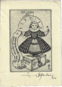 WALTER HELFENBEIN: Neujahrsgraphik P. F. 1927 - Bild 1 von 1