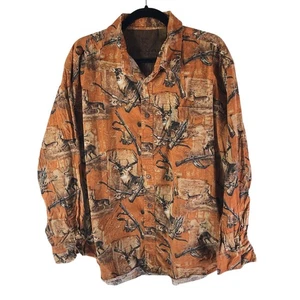 Camisa con botones North River Outfitters para hombre estampado de ciervos de caza naranja XL - Imagen 1 de 4