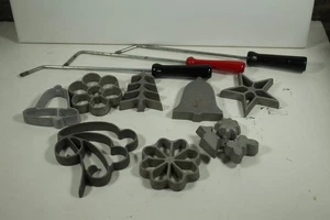 Vintage 11pc Rosette Iron/Cookie Mold Set bells tree star Christmas etc - Picture 1 of 1