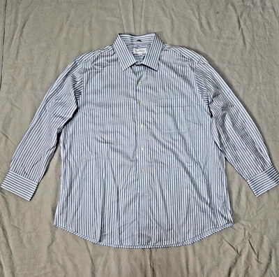 Camisa de vestir Tommy Bahama para hombre talla 17,5 32-33 gris a rayas algodón pez espada logotipo de colección Foto 1 de 4