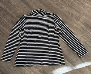 Boden Size L Catriona Roll Neck Cotton Mix Navy & White Stripe Jumper - Picture 1 of 1