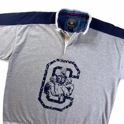 Camisa de Rugby Vintage Chaps Ralph Lauren Gris Azul Marino Bloque de Color Logo C 78 Y2K Talla M Foto 1 de 4