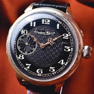 Swiss Men's Watch IWC Vintage Marriage Swiss Wristwatch Black Dial Serviced - Picture 1 of 13