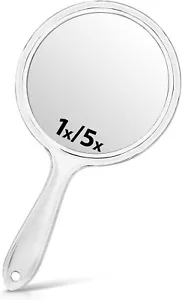 Hand Mirror, Double-Sided 1X/5X Magnifying Mirror with Handle, Acrylic, 8.3" ... - Picture 1 of 8