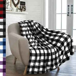 Plaid Blanket Soft Cozy Buffalo Checker Throw Microfiber Fleece for Sofa Couch - Picture 1 of 39