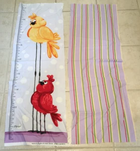 SUSYBEE BIRDS PURPLE RED GROWTH CHART CUT & SEW FABRIC PANEL #SB20078 - Picture 1 of 2