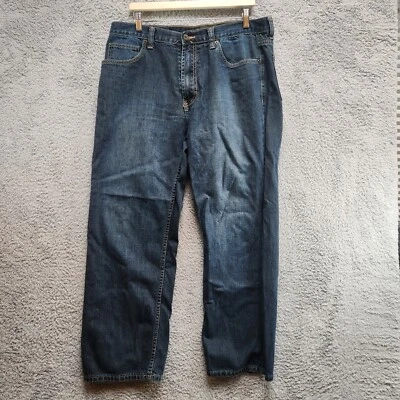 Pantalones de mezclilla Claiborne para hombre 36 X 30 azul algodón calce relajado tiro alto cremallera mosca Foto 1 de 4