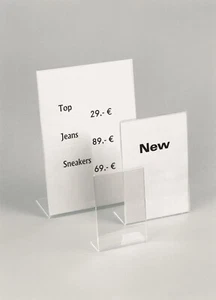 10 Stück Acryl Prospekt Ständer in DIN A6 Hochformat - L-Aufsteller transparent - Bild 1 von 1