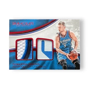 Domantas Sabonis 2016-17 Immaculate Red parche doble 21/25 temporada de novato placa de identificación - Imagen 1 de 4