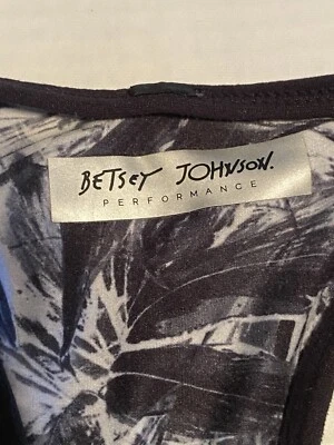 Sujetador deportivo Betsey Johnson Performance negro blanco hojas escala de grises yoga correr Foto 1 de 4
