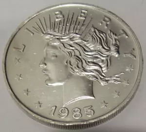 1985 Peace Design Liberty 1 Troy Oz. .999 Silver Round - Vintage - Picture 1 of 2