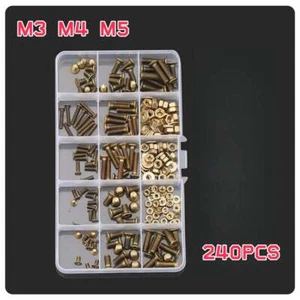 Pack 240PCS M3 M4 M5 Countersunk Phillips Screws Flat Head Brass Assortment Kit - Picture 1 of 7