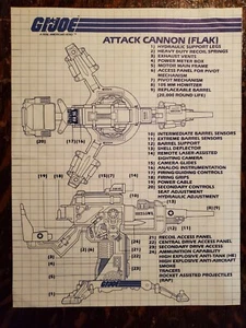 1982 GI JOE Attack Cannon (FLAK) Blueprints Instructions only - Bild 1 von 2