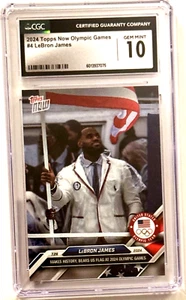 2024 LeBron James Topps Now Olympic Games #4 USA Flag Bearer CGC 10 Gem Mint - Picture 1 of 1