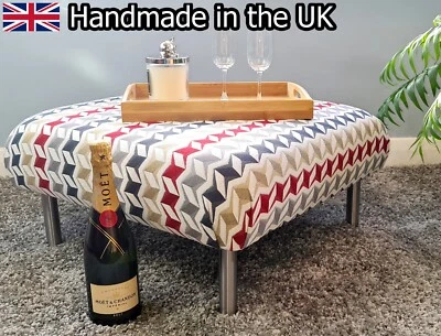 Large footstool coffee table with luxury 5" cushion and brushed steel legs. - Image 1 of 4