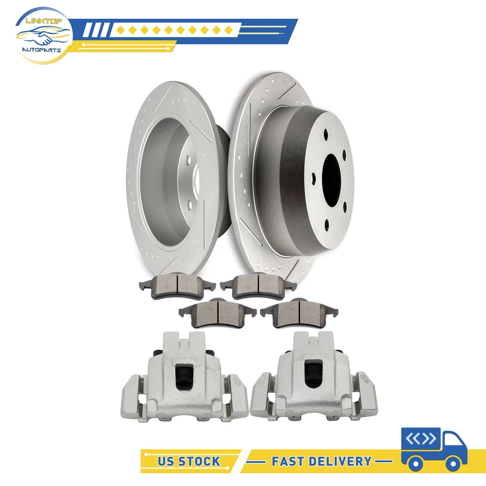 Brake Calipers Rear And Rotors Ceramic Pad For 99-2004 Jeep Grand Cherokee Foto 1 de 1