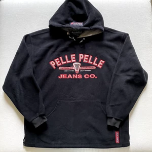 Vintage Pelle Pelle Hoodie XL Mens Black Fleece Y2K Baggy Hip Hop Streetwear 90s - Picture 1 of 13