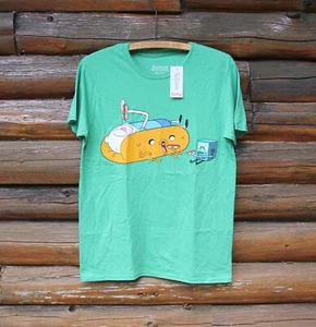 Adventure Time Cartoon Network Jake Finn BMO Hot Dog Green Shirt Size Medium NWT - Picture 1 of 7