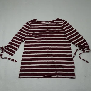 Maglione pullover maniche a 3/4 righe bianche bordeaux taglia grande Old Navy - Foto 1 di 8