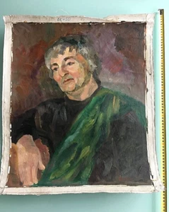 1960'S SOVIET RUSSIAN IMPRESSIONISM REALISM OIL ON CANVAS MAN PAINTING 40x60cm - Picture 1 of 6