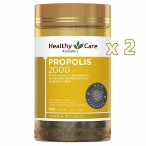 2 x Healthy Care Propolis 2000mg 200 Capsules HealthyCare Total 400 Caps - Picture 1 of 5