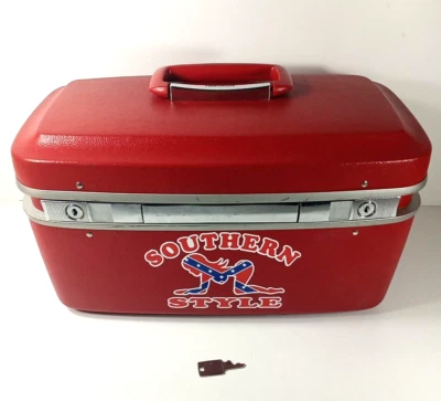 Tren de Viaje Hawthorne Años 70 Estuche Rígido de Colección Rojo Estilo Sureño con LLAVE 15" Foto 1 de 4