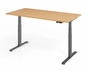 Schreibtisch 160x80x64,5-129,5 cm Gestell Grafit elektrisch höhenverstellbar - Bild 1 von 14