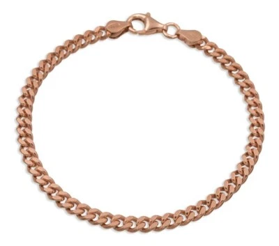 925 ECHT SILBER Rotgold plattiert . Armband Panzerkette vergoldet 4mm 17-18-19cm - Bild 1 von 3