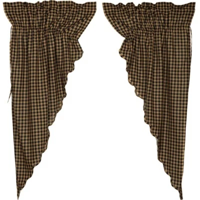Black Check Prairie Panel Set  - VHC Brands- Country Curtains - Image 1 of 2