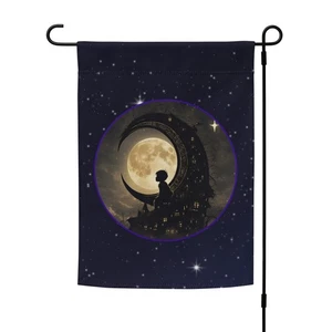 "Moon Village" Garden flag Lunar Dream Imagination Fantasy Night Wish - Picture 1 of 2